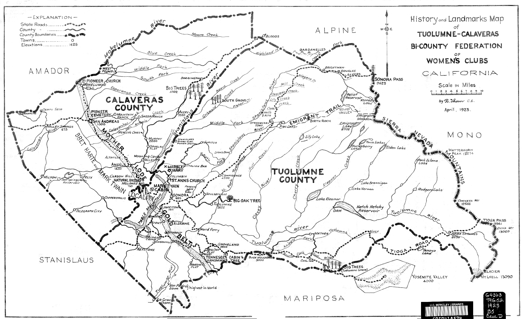 Tuolumne Calaveras Counties Map.