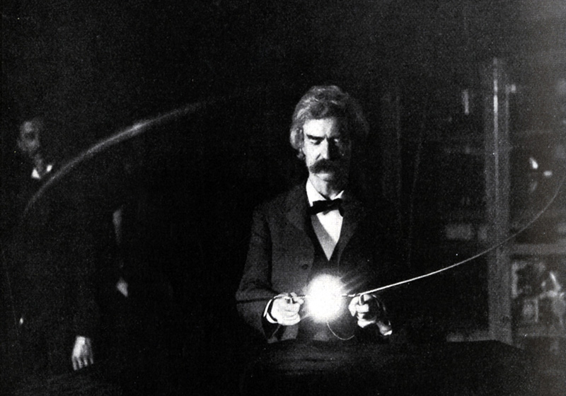 Mark Twain with electricity