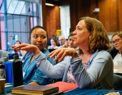 Woman speaking in a classroom