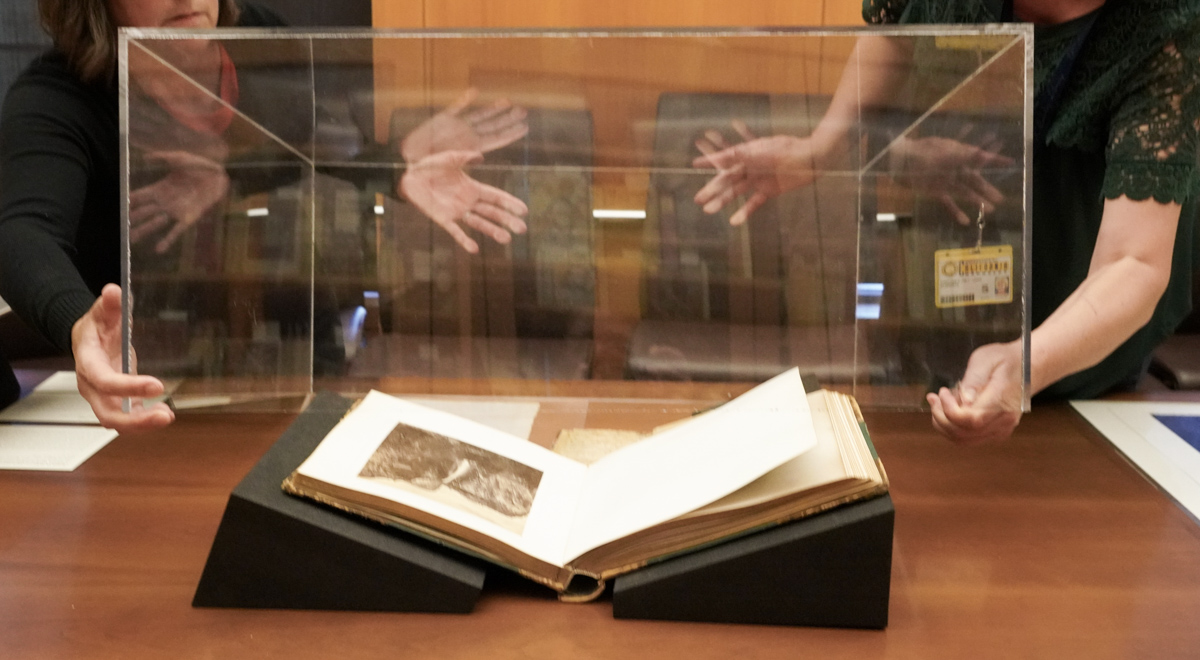 Western Americana collection items on display for a Friends of The Bancroft Library event