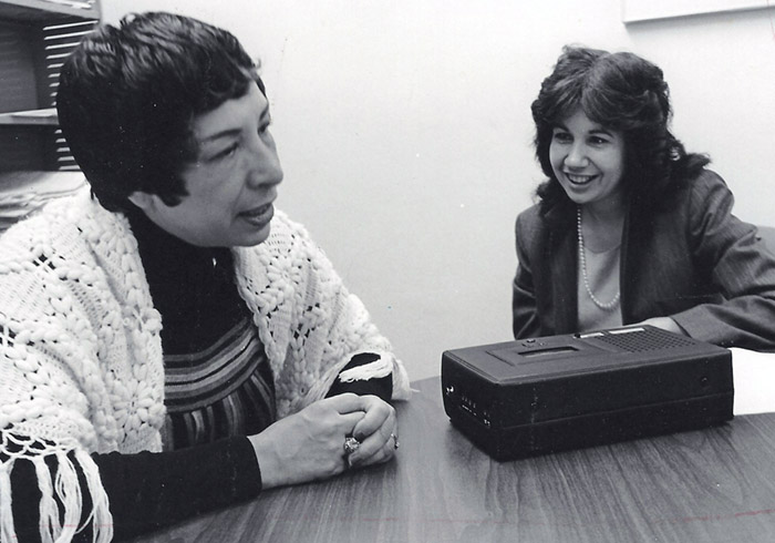 Vicki Ruiz, right, interviews Rosa Guerrero in 1985.