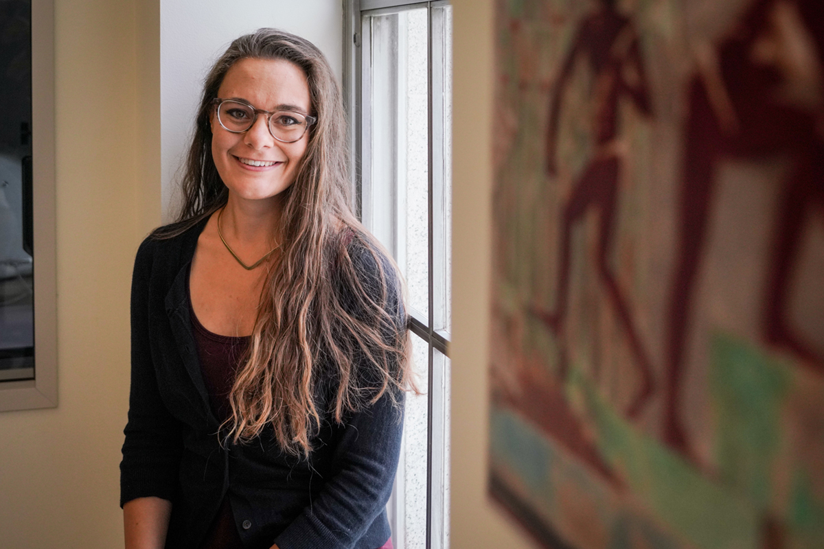 portrait of student sitting at window