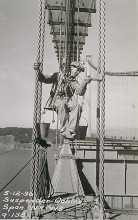 Photo of Bay Bridge painter, 1936, courtesy of The Bancroft Library