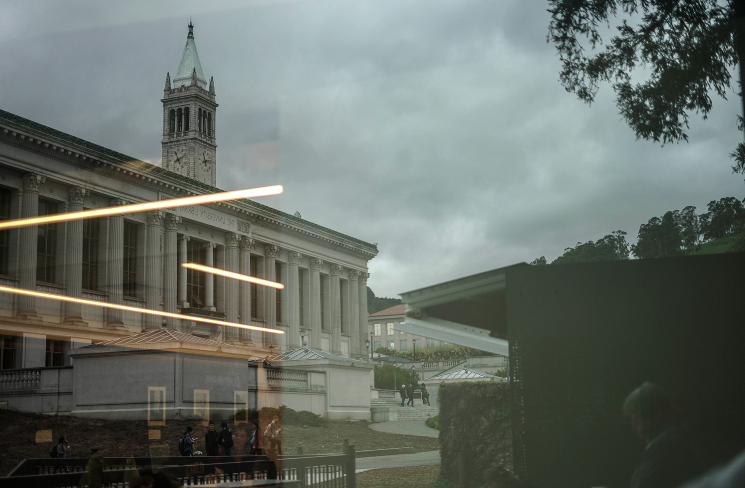 Doe Library reflected