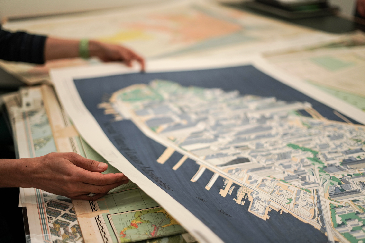 Maps on a table