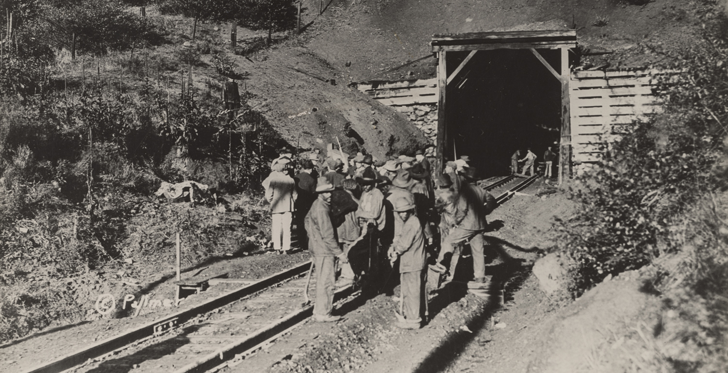 Workers at the scene of a train robbery 