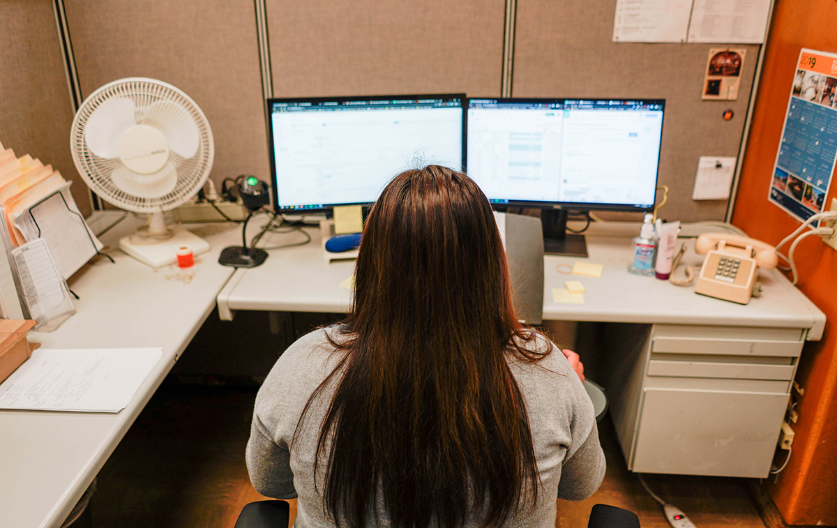 Worker at her computer