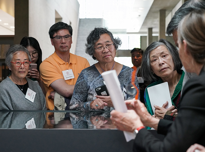 Visitors listening