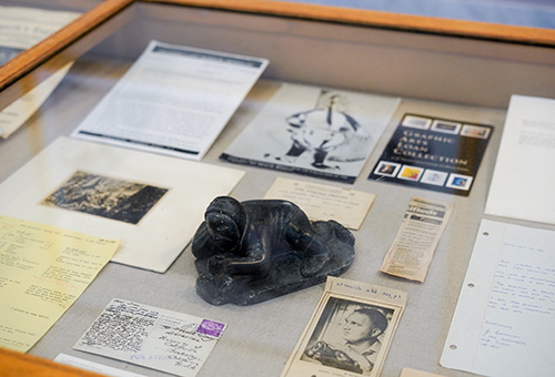 An exhibit case in Brown Gallery