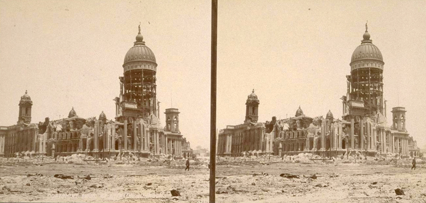 San Francisco City Hall in 1906 after the earthquake