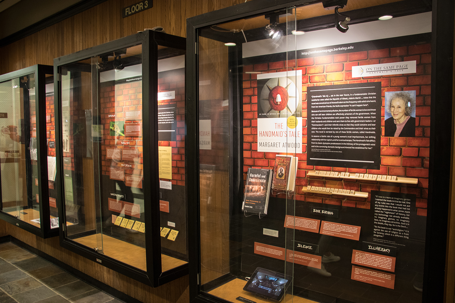 Exhibit case in Moffitt Library