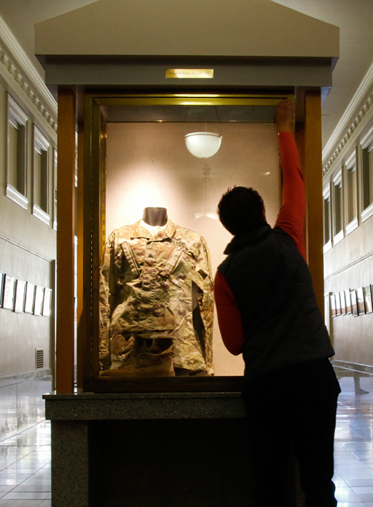 Setting up the exhibit