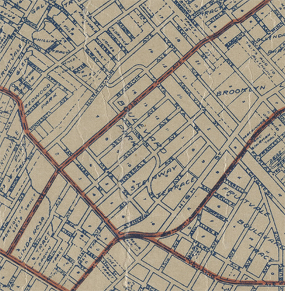 a detail of an old map of Oakland