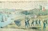 Reproduction of a Watercolor of the American Capture of Monterey, 1842  By Gunner William H. Meyers of the warship Cyane
