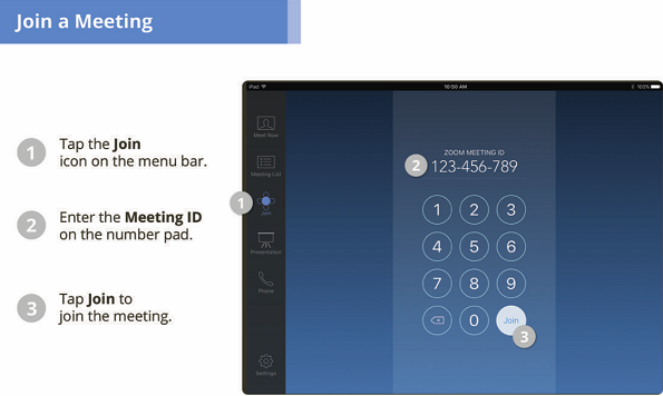 Zoom Room iPad screenshot - Join a meeting