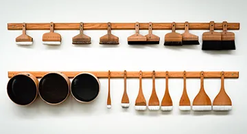 Tools hang on a wall