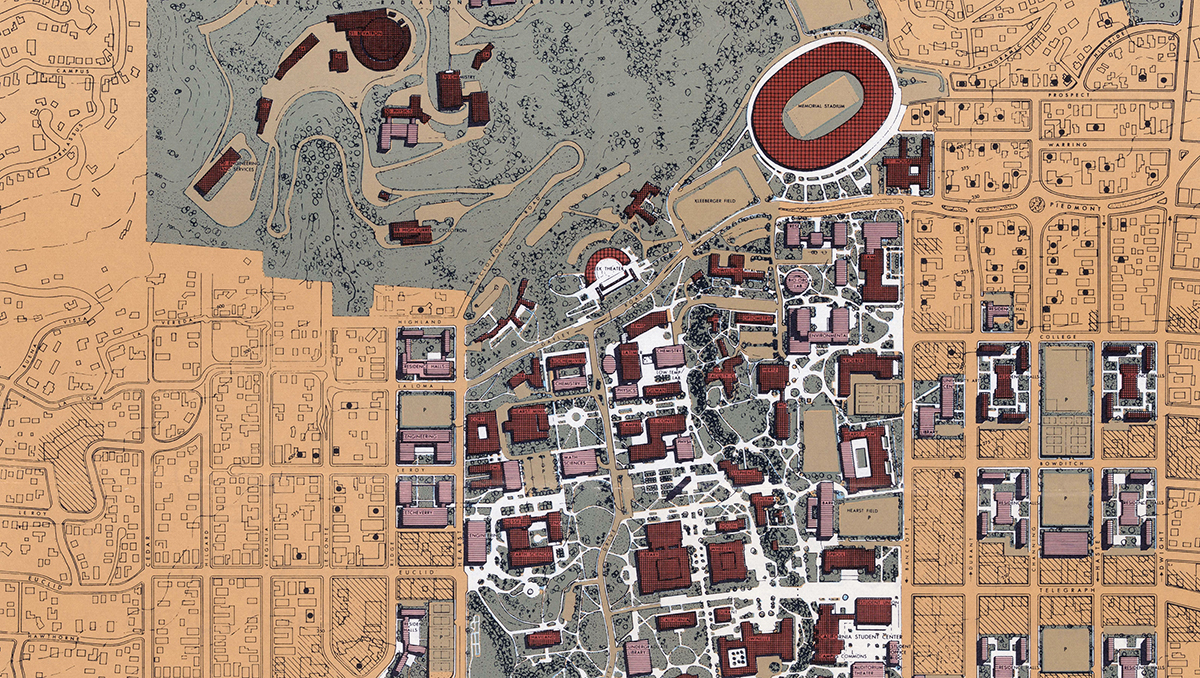 a colorful map of campus plans
